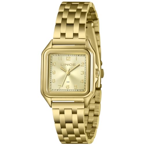 Lince Relógio Feminino Dourado Quadrado LQGM046L30 C2KX