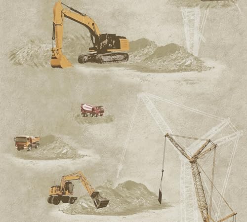 A.S. Création Children's Wallpaper for Boys - Digger Wallpaper Beige Yellow Playroom - 10.05 m x 0.53 m - Made in Germany - Image 2