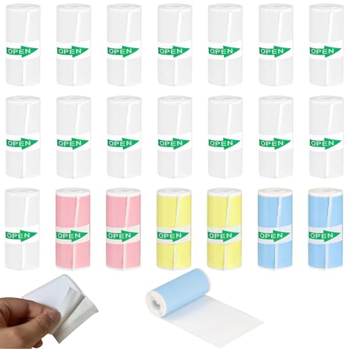 21 Rollen Thermopapier Für Kinderkamera, 15 Rollen Weiß Und 6 Rollen Bunt Mini Drucker Papier, Thermodruckerpapier Für Kinder Sofortbildkameras Und Kleine Fotodrucker (57 X 25mm)