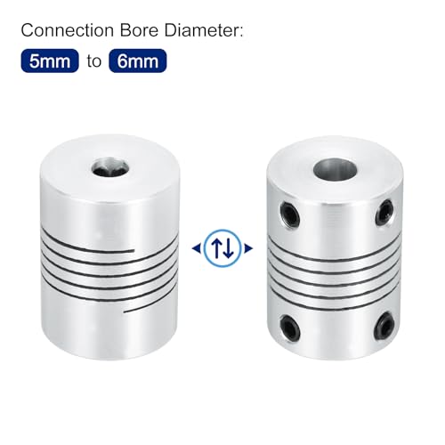 QUARKZMAN 5 Stück Flexible Kupplungen 5mm bis 6mm Aluminium Wellenkupplung L25xD19mm Klauenkupplung Schrittmotor Gelenkverbinder für 3D Drucker CNC Maschine DIY Encoder Motorwelle Silber