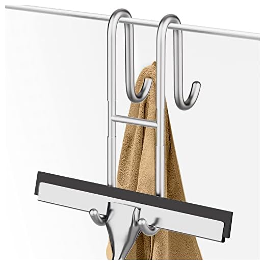 JYNTU Ganchos de porta de chuveiro, ganchos de chuveiro de banheiro de aço inoxidável 304 para toalhas, ganchos de chuveiro dupla face para chuveiro interno, ganchos de chuveiro prata - 1 peça