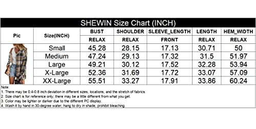 Shewin Women's Flannel Shirts Winter Long Sleeve Plaid Lapel Casual Button Up Sherpa Shacket Warm Fleece Lined Jacket Coats,Us 8-10(M),Yellow #TOP2