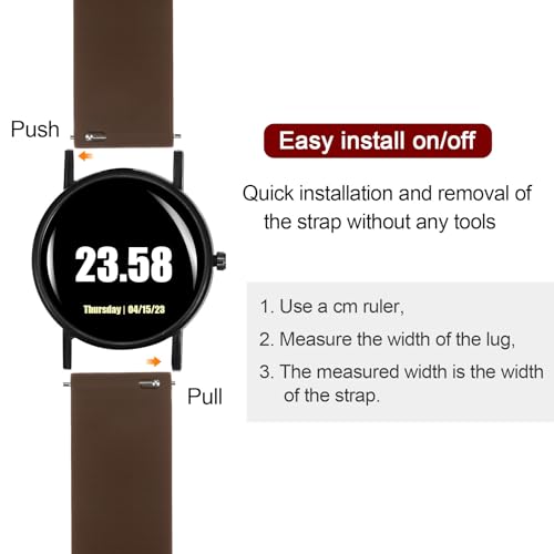 HARFINGTON Silicone Watch Band 24mm Width Quick Release Soft Rubber Replacement Watch Strap with Black Stainless Steel Buckle for Men Women, Brown by HARFINGTON - Image 5