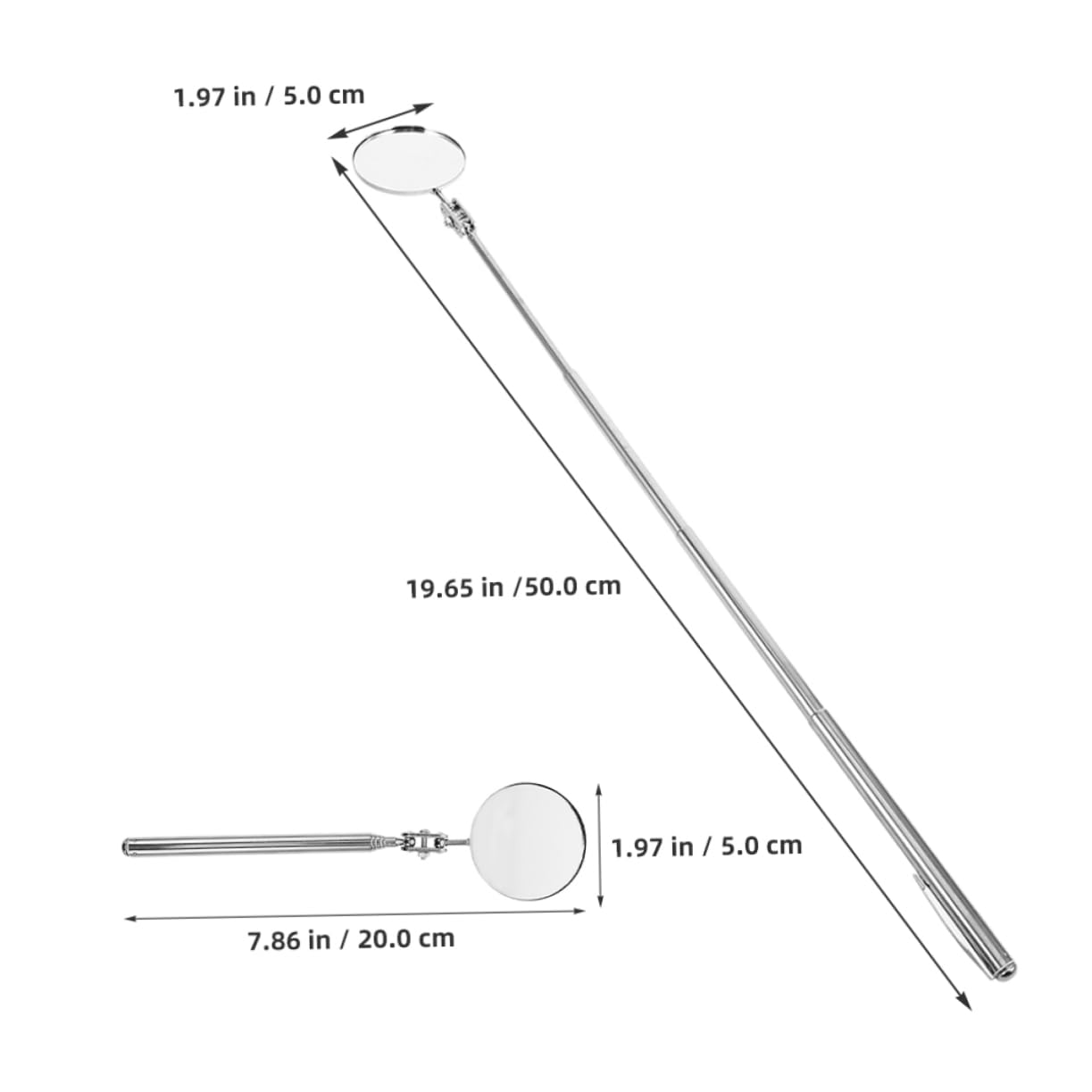 Cabilock 2 Pcs Telescoping Inspection Mirror Flexible Round Mirror Extendable Mechanics Mirror for Inspection Viewing Mechanic Checking Observation