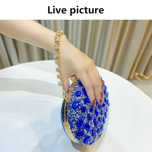 Image of Sparkling Crystal Diamond Women's Rhinestone Clutch Purse with Round Pearl Clasp