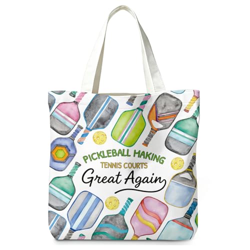 LIANGW Pickleball Tote Bag for Women Men, pickleball accessories Reusable Shopping Grocery Bags Gifts for Women