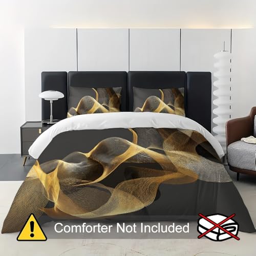 Housse de couette 200x200 microfibre hypoallergénique et douce grise et dorée - 5