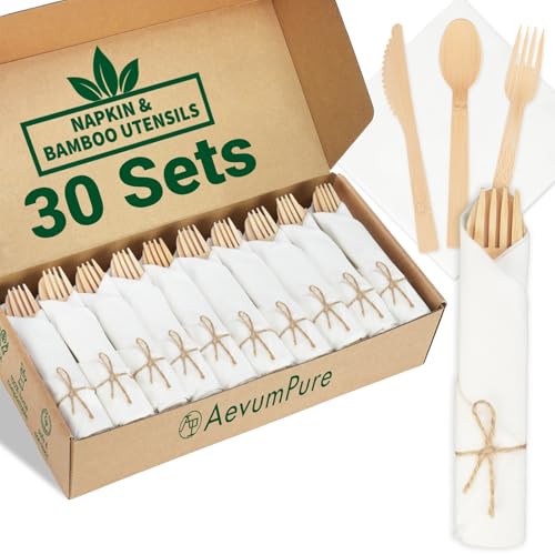 Pre Rolled Bamboo Cutlery Set (30 Sets)