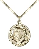 F A Dumont 14kt Gold Filled Lutheran Pendant with 18" Gold Filled Lite Curb Chain.