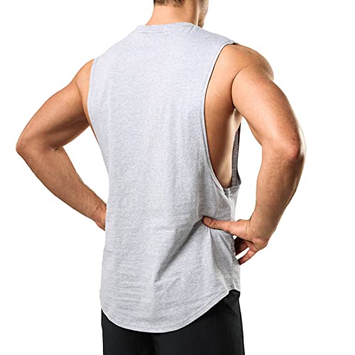 Men's 100% Cotton Tank Top Ultra Soft Sleeveless Crewneck Breathable T-Shirts Muscle Cut Off Gym Workout Undershirts3
