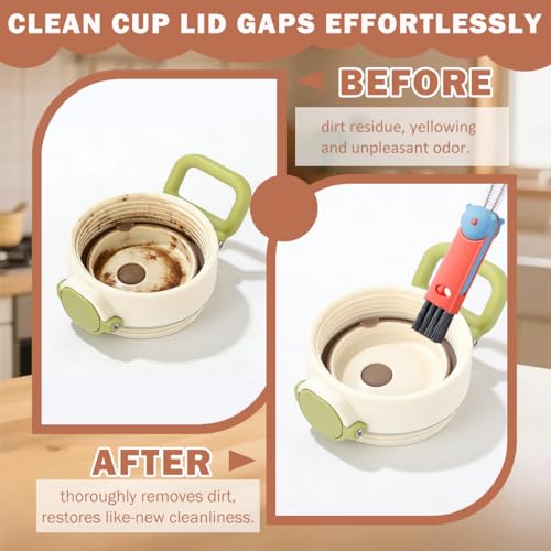 Image of 3 in 1 Cup Lid Cleaning Brush, Multifunctional Crevice & Gap Cleaner for Water Bottles, Insulated Cups and Tumblers, Deep Cleaning Tool for Home & Kitchen, Portable Travel Lid Cleaner Set (4 PCS)