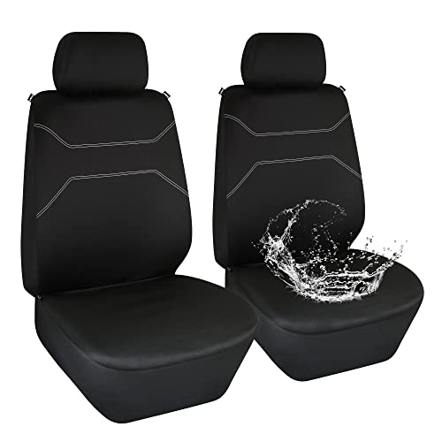 Elantrip Waterproof Front Seat Covers Water Resistant Bucket Seat Protector Universal Fit Airbag Compatible for Cars SUV Truck, Black 4 PC