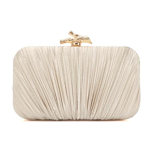Clutch Purses for Women Evening Bag Pleated Clutch Bag with Chain for Wedding Party