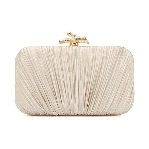 Freie Liebe Clutch Purses for Women Evening Bag Pleated Clutch Bag with Chain for Wedding Party