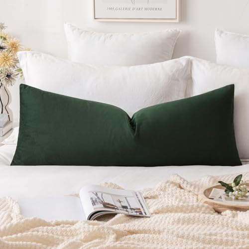MIULEE Velvet Pillow Cover Soft Luxury Christmas Decorative Throw Pillow Cover Single Rectangle Long Body Lumbar Cushion Case Home Decor for Couch Sofa Bedroom,14x36 Inch Army Green