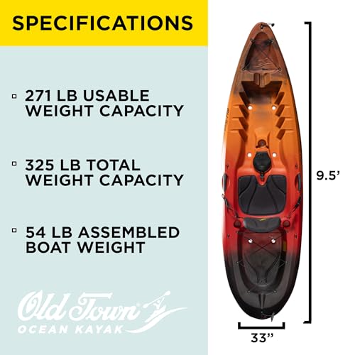 Old Town Ocean Kayak Malibu 9.5 Solo Sit-on-Top Recreational Paddle Kayak, 9 ft 5.04 in, Lava by Old Town - Image 5