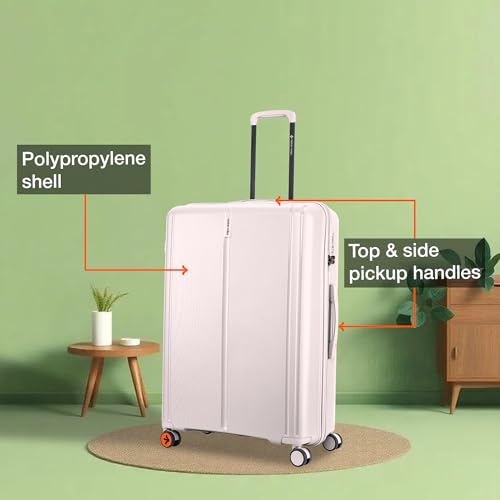 Image of Nasher Miles The Line Hard-Sided Polypropylene Check-in Luggage 28 inch | 75cm | 8 Wheels Large Trolley Bag for Travel | Suitcase (White)