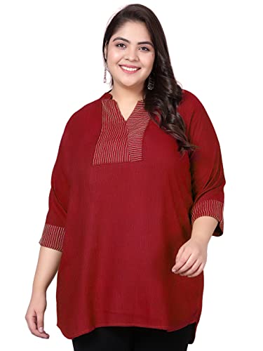 Image of Indietoga Women's Plus Size Embroidered Cotton Linen Tunic Tops (2XL to 10XL)