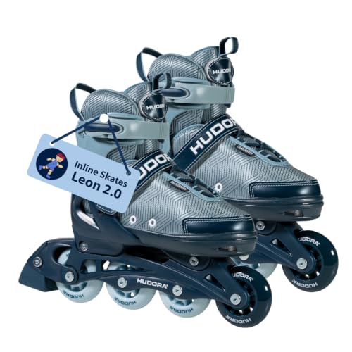 HUDORA Inline Skates Mia/Leon 2.0 - Inliner für Kinder/Jugendliche & Erwachsene in versch. Größen & Farben - Roller Skates bis zu 4 Größen verstellbar - Bequeme & stilvolle Rollerskates
