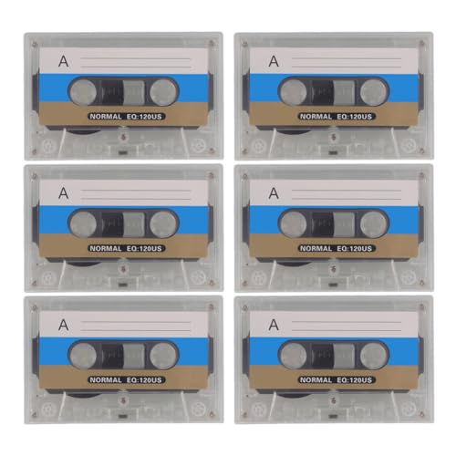 Casetes de audio vírgenes de 30 minutos con estuche transparente para grabación DIY retro 6 uds