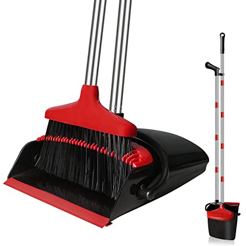 GRAREND Juego de Escoba y recogedor para el hogar, Escoba Vertical de 55 Pulgadas y recogedor con Mango Largo, Barrido de Escoba de vestíbulo para casa, Cocina, habitación, Oficina, Suministros de