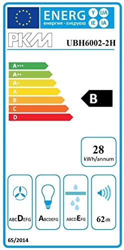 PKM UBH6002-2H Unterbauhaube | Dunstabzugshaube | Silber Design | 60cm Breite | Abluft | Umluft | LED-Beleuchtung | Ausziehbar | 333 m³/h Luftstrom
