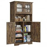 RBFGYIOP Mobiletto Bagno Salvaspazio, Armadietto Multiuso con 4 Ante in Vetro Smerigliato e Ripiano Regolabile, Mobile a Colonna per Cucina, Soggiorno e Corridoio, 60 x 30 x 128 cm