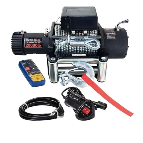 BADIKA Treuil d'ancre électrique Treuil électrique 12 V/24 V, 13800 à 9000 kg, étanche, télécommande sans Fil, Moteur à Rouleau, Guide-câble for Bateau, SUV, VTT, Camion, Sauvetage(12V 3000LBS)