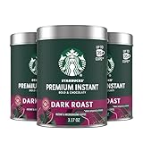 Starbucks Premium Instant Coffee, Dark Roast Coffee, Arabica Beans, Three 3.17 oz Tins