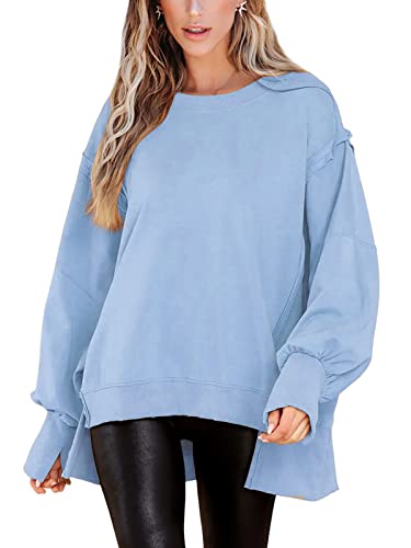 Image of BWQ Womens Oversized Sweatshirt Crewneck Long Sleeve Shirts Pullover Sweatshirts S-2XL