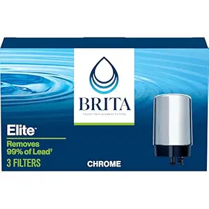 Brita Tap Water Filter, Water Filtration System Replacement Filters for Faucets, Reduces Lead, BPA Free - Chrome, 3 Count