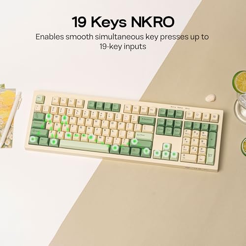 Image of MechLands Aula S102 Membrane Gaming Keyboard with Number Pad, 100% Full Size Layout, USB-C Wired, RGB Backlit, Creamy Silicone Structure, Silent Keyboard for PC Game /Office (Yellow)