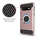 Phone Case for Samsung Galaxy S10 Plus with Tempered Glass Screen Protector Cover Cell Accessories Magnetic Ring Holder Stand Kickstand Glaxay S10+ S10plus Edge S 10 10plus SX 10S Women Rose Gold