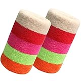 RJDJTTBD Muñequeras Deportivas de Ejercicio Muñequera Deportiva a Rayas de Colores Unisex Hombres Mujeres Muñequera Deportiva de algodón Muñequera Protector de muñeca de Seguridad Deportiva(2)