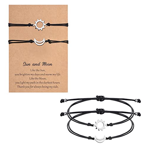 KALVICA 2/3 Pièces Bracelet pour Femmes Filles Bracelets Ensemble Bracelet Etoile Lune Soleil Ensemble de Bracelets d'amitié pour Meilleure Amie Cover