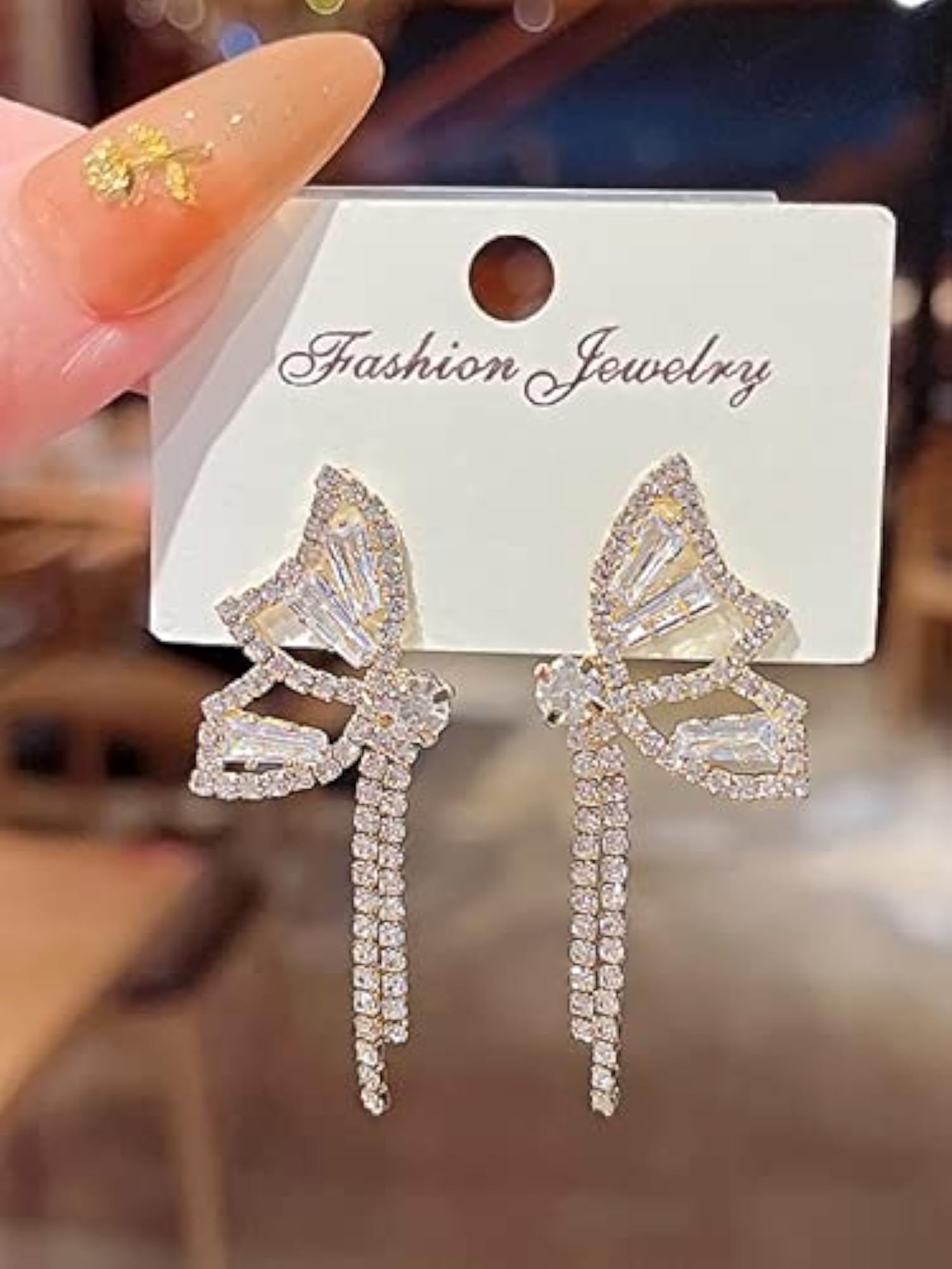 Crystal Butterfly Chain Tassel Drop Earrings