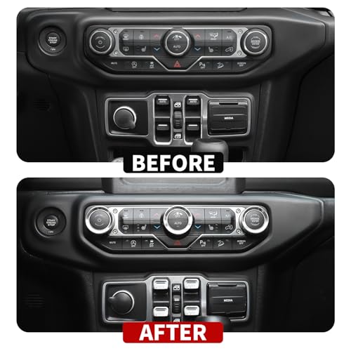 JeCar JL Switch Button Covers Window Control Air Conditioner Headlight Volume Radio Knob Trims Interior Accessories Compatible with Jeep Wrangler JL JLU 2018-2026 & Gladiator JT 2020-2026, Silver - Image 5