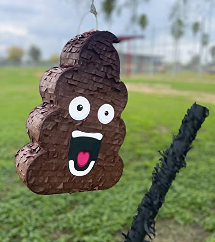 Funny Poop Piñata 4-Piece Set perfect for Birthday Parties, Decorations, Emoticon Parties, Fun shape, Great Party Addition for kids, teens, and adults (17”X10”) durable!
