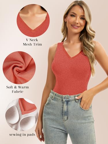 Zeecaro Women Sleeveless Thermal Tank Top Cold Weather Warm Camisole V Neck - image 5