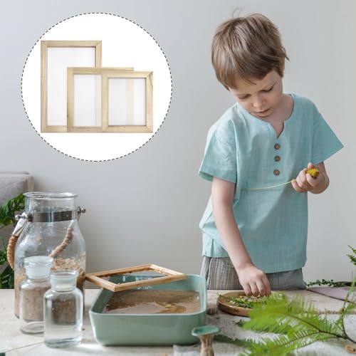 GYSRXS 3 Stück Papier Schöpfen Set 3 Größen Papierherstellung Rahmen Papierschöpfrahmen Sieb für DIY Papiers Handwerk Karten(Weiß)