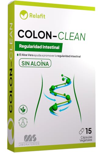 COLON-CLEAN – 15 Cápsulas | Relafit – Laboratorios MS | 100% Natural | Aloe Vera Puro Sin Aloina | Ayuda a mejorar el tránsito intestinal | Tratamiento eficaz contra el estreñimiento