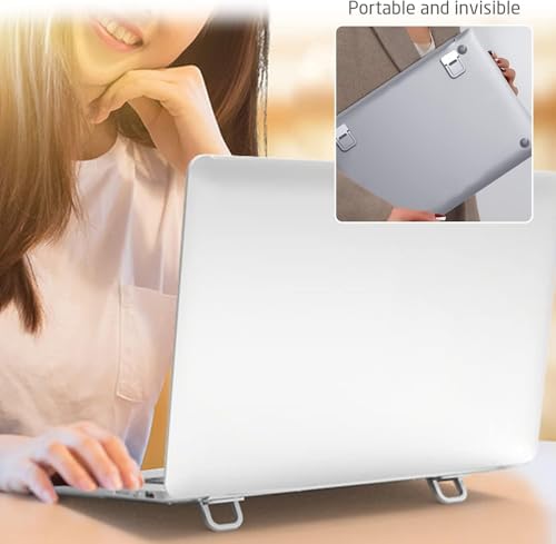 Image of Mini Laptop Stand Foldable Invisible Laptop Feet for Laptops & Tablets, Alloy Steel Keyboard Riser with Anti-Slip Silicone Pads, Portable Ergonomic Cooling Stand, Self-Adhesive Laptop Lift, Pack of 2