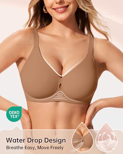 LetsJoli Wireless Pushup Bra for Women No Underwire Seamless Supportive Bralettes Fall Outfits Bra for Women 2025(Coffee,M) - Image 2