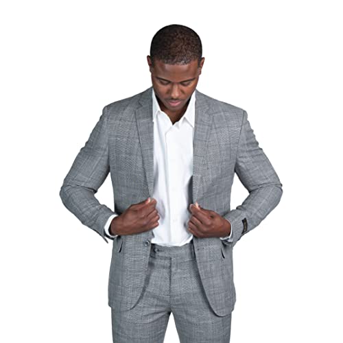 Slim Fit 2 Button Plaid Tweed Blazer Dinner Jacket SD958183