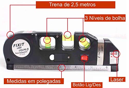 Nivel Laser Profissional Trena Level Pro 3 Estágios Nivelador
