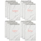12 Pack Mini Spiral Top Bound Notebooks, Inspirational Marble Rose Gold Note Pads, 50 Sheets Each (4...
