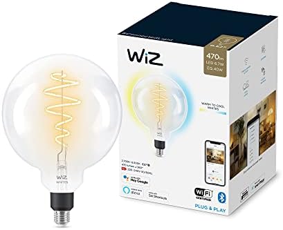 WiZ Tunable White [E27 Edison Screw] Smart Connected WiFi G95 Globe Filament Light Bulb. 60W Warm White Light, App Control for Home Indoor Lighting, Livingroom, Bedroom.