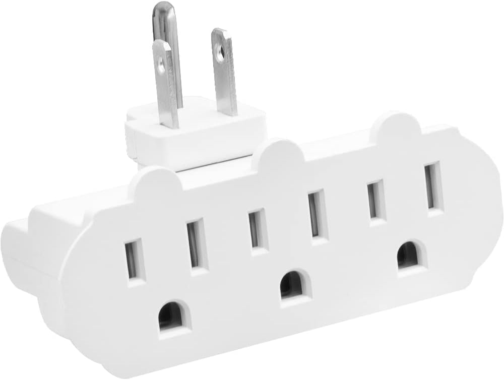 Maxxima 3-Outlet Swivel Grounded 180 Degree Wall Plug Adapter - Wall Tap for Extra Space, Adjustable 3 Way Outlet Extender Turns 1 Outlet into 3, ETL Listed for Home and Office Use