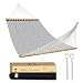Patio Watcher 14 FT Quick Dry Rope Hammock with Double Size Solid Wood Spreader Bar Outdoor Patio Yard Poolside Hammock with Chains, Waterproof and UV Resistance, 2 Person 450 Pound Capacity
