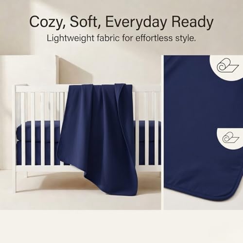 Image of EVERYDAY KIDS 4 Pc Crib Bedding for Boys Nursery Set Includes Baby Bed Quilt, Fitted Sheet, Dust Ruffle and Diaper Stacker- Nursery Bedding Set - Baby Crib Bedding Set in Navy